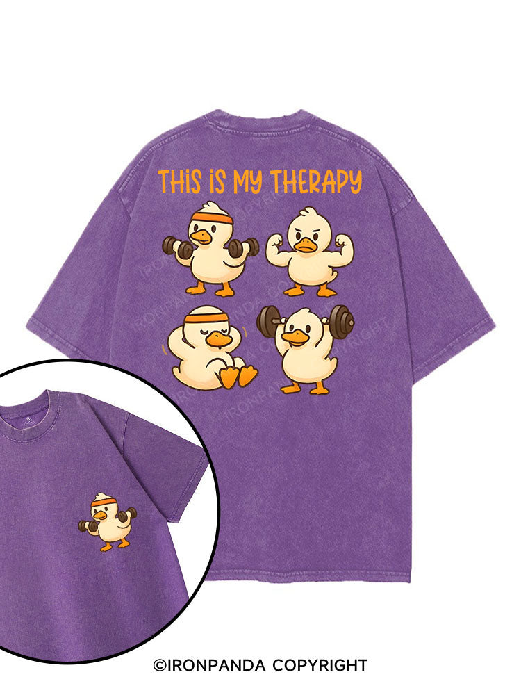 THIS IS MY THERAPY printed Gym Shirt