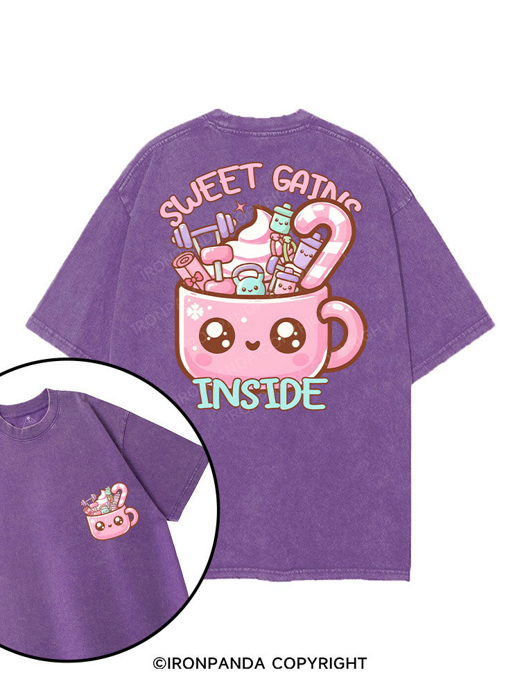 Sweet Gains Inside printed Gym Shirt