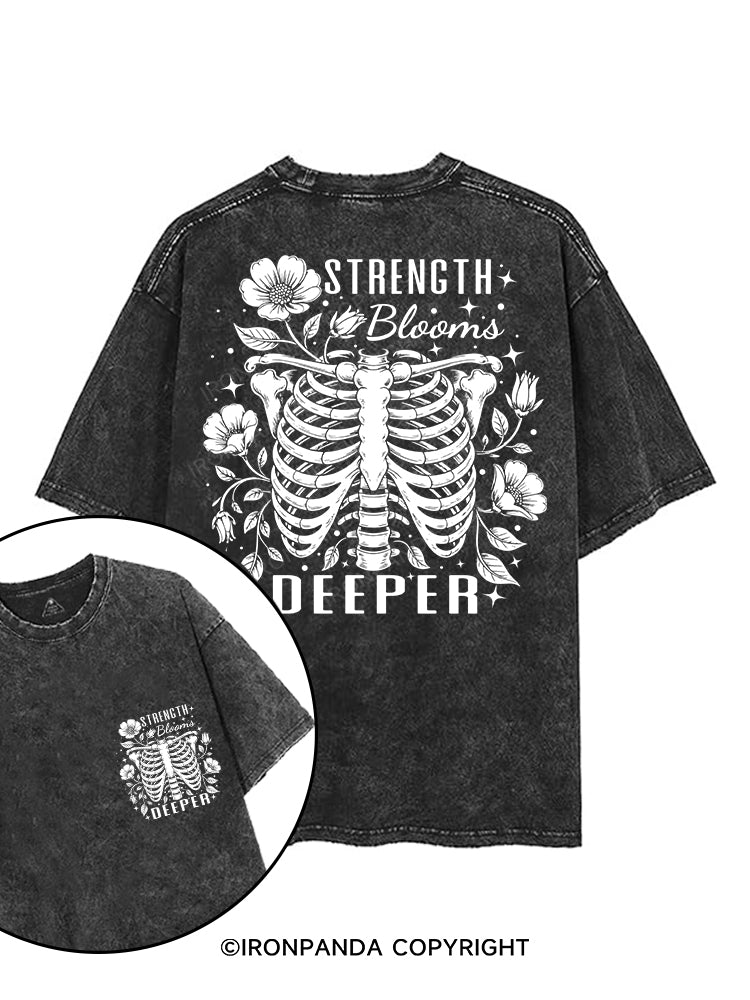 STRENGTH BLOOMS DEEPER printed Gym Shirt