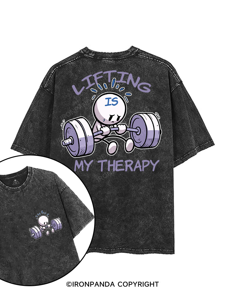 LIFTING IS MY THERAPY printed Gym Shirt