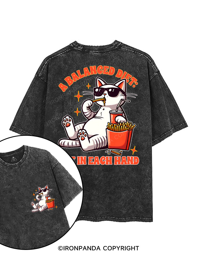 A BALANCED DIET ONE IN EACH HAND printed Gym Shirt