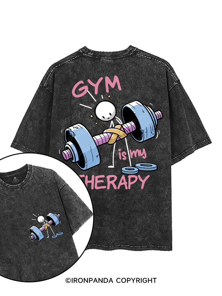 GYM IS MY THERAPY printed Gym Shirt