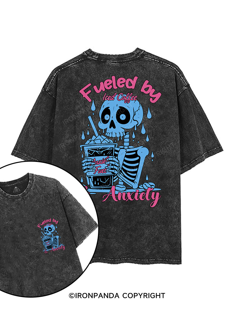 FUELED BY ICED COFFEE & ANXIETY printed Gym Shirt