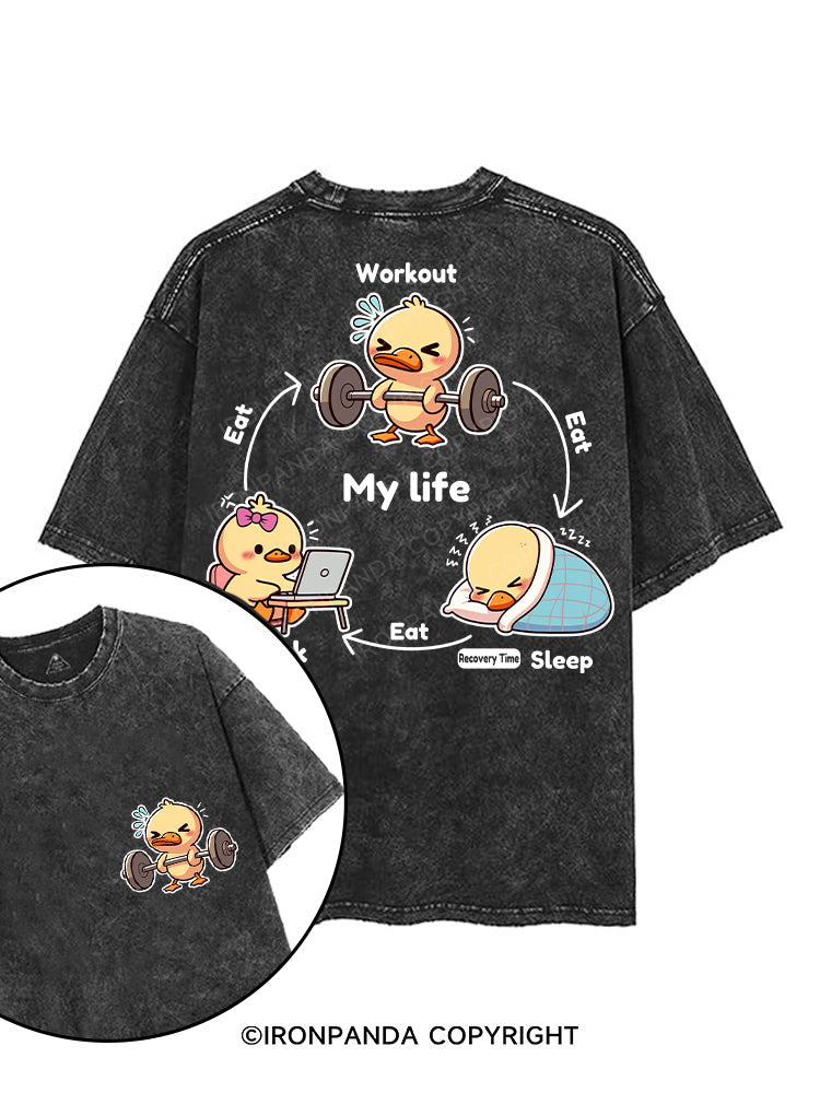 MY LIFE printed Gym Shirt