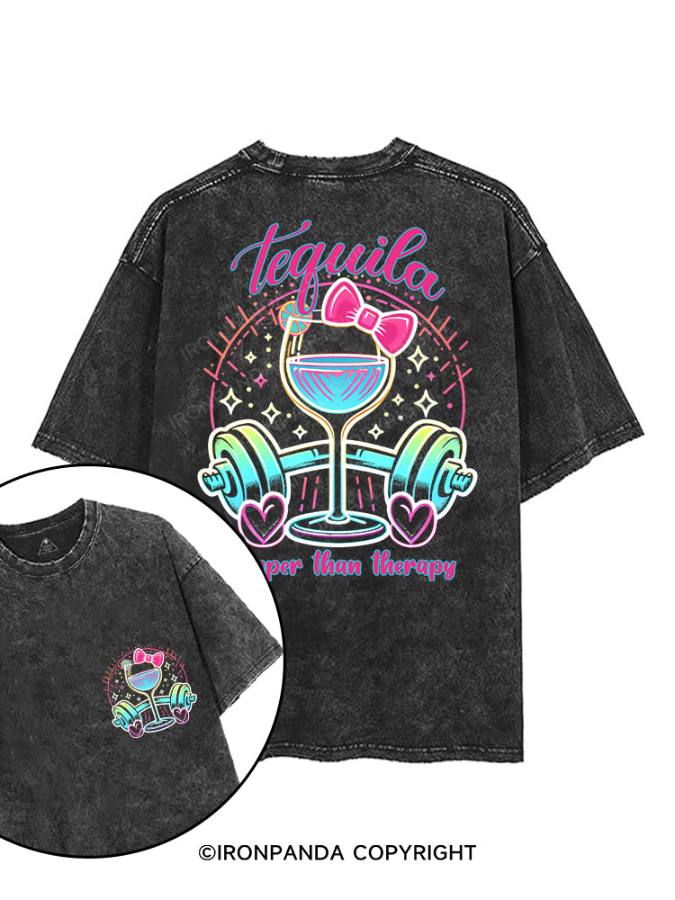 TEQUILA CHEAPER THAN THERAPY printed Gym Shirt