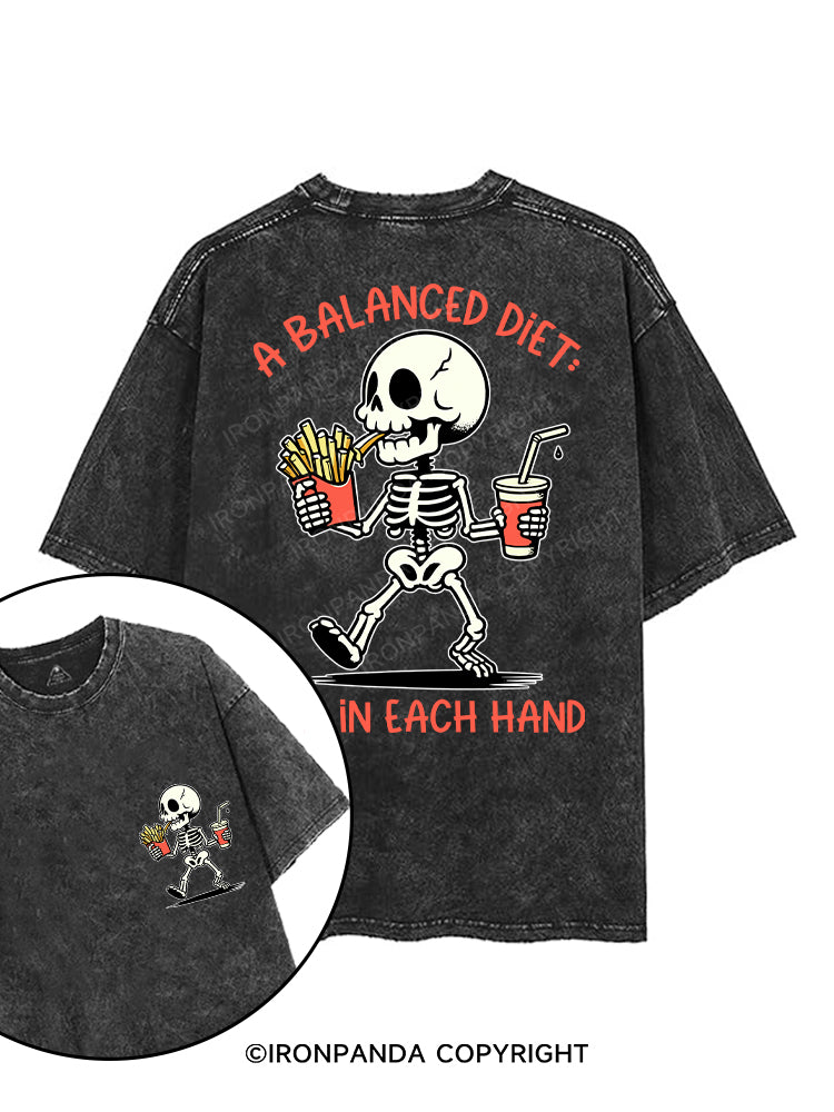 A BALANCED DIET ONE IN EACH HAND printed Gym Shirt