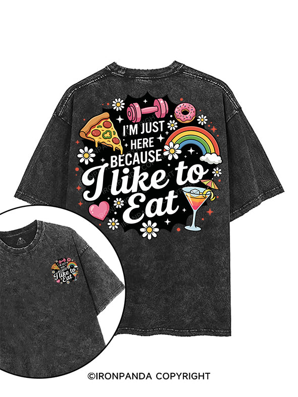 I'm Just Here Because I Like To Eat printed Gym Shirt
