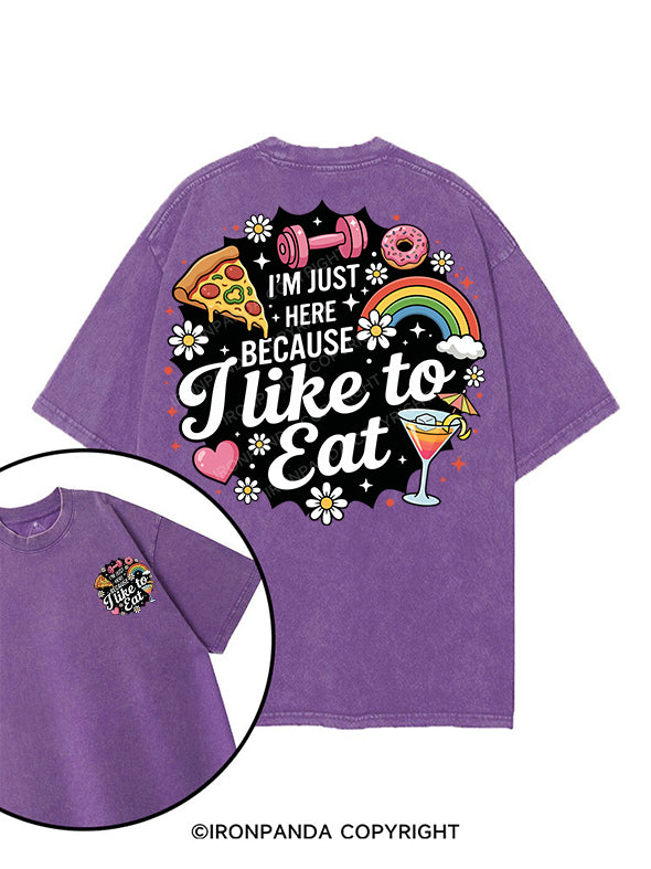 I'm Just Here Because I Like To Eat printed Gym Shirt