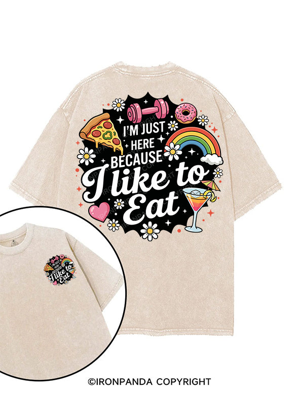 I'm Just Here Because I Like To Eat printed Gym Shirt