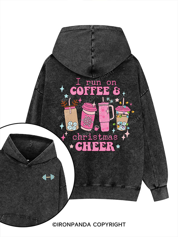 I run on coffee & Christmas cheer Printed Washed Gym Hoodie
