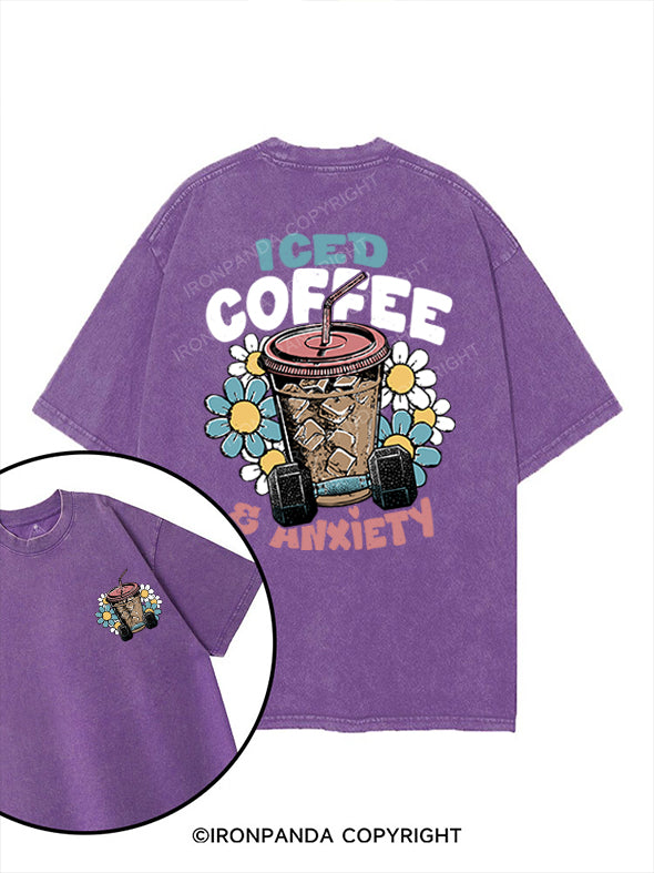 Iced Coffee and Anxiety printed Gym Shirt