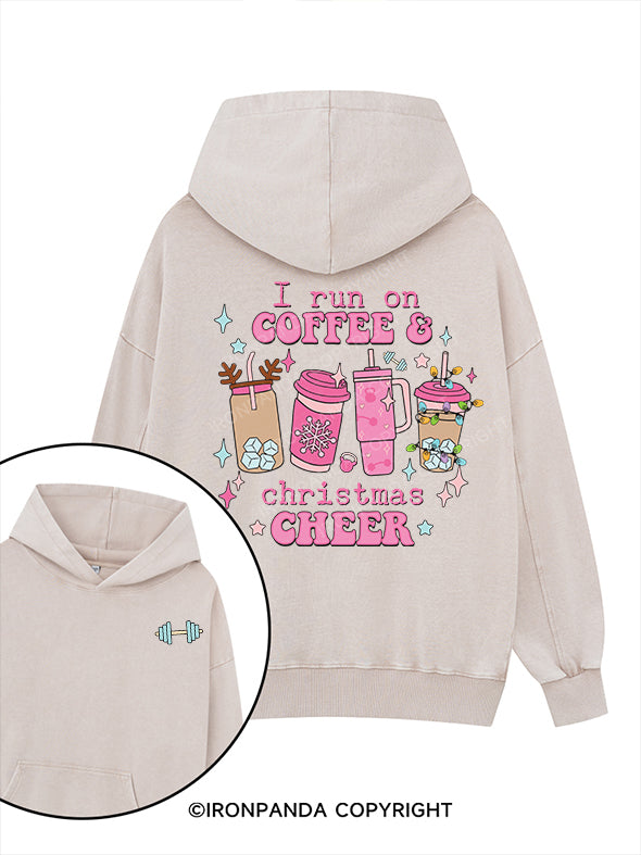 I run on coffee & Christmas cheer Printed Washed Gym Hoodie