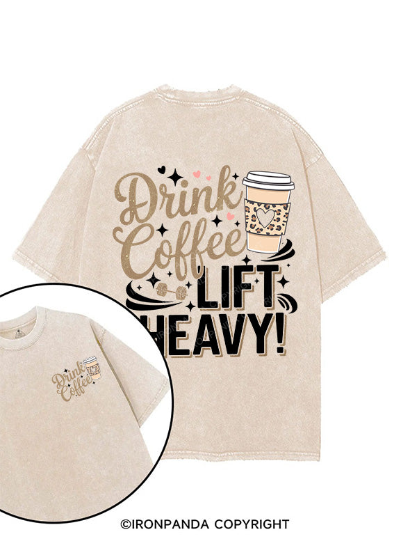 DRINK COFFEE LIFT HEAVY printed Gym Shirt
