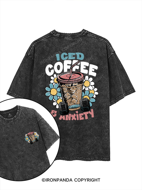 Iced Coffee and Anxiety printed Gym Shirt