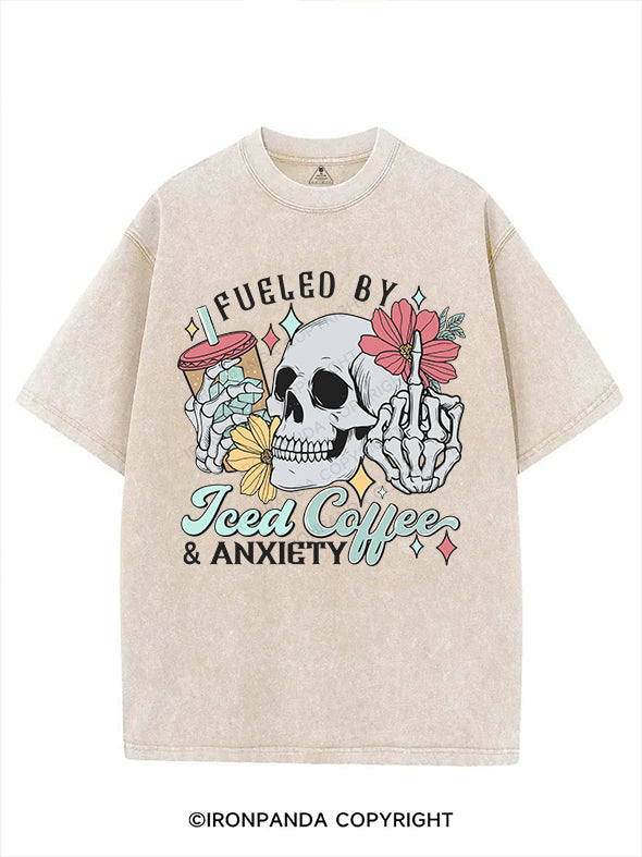 FUELED BY ICED COFFEE AND ANXIETY VINTAGE GYM SHIRT