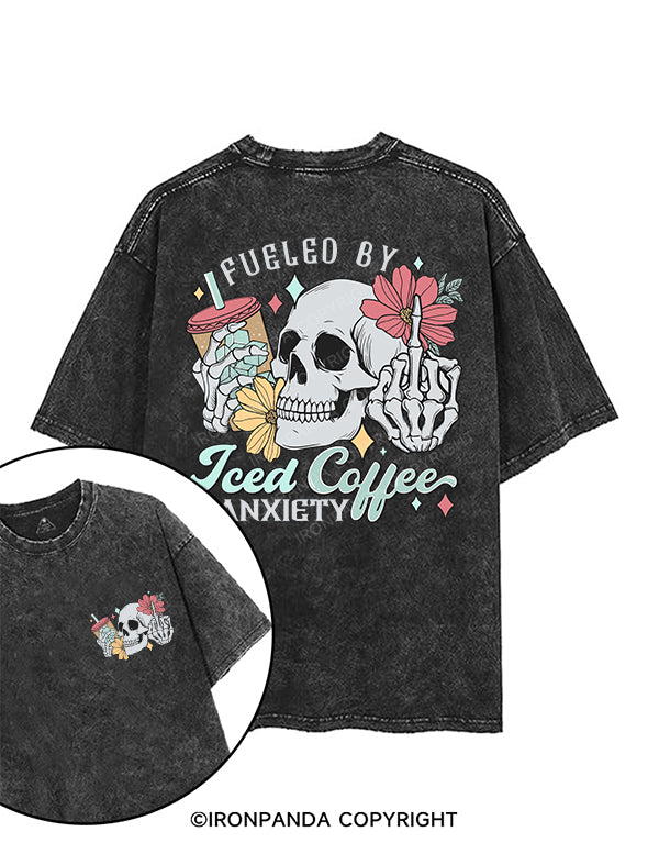 FUELED BY ICED COFFEE AND ANXIETY printed Gym Shirt