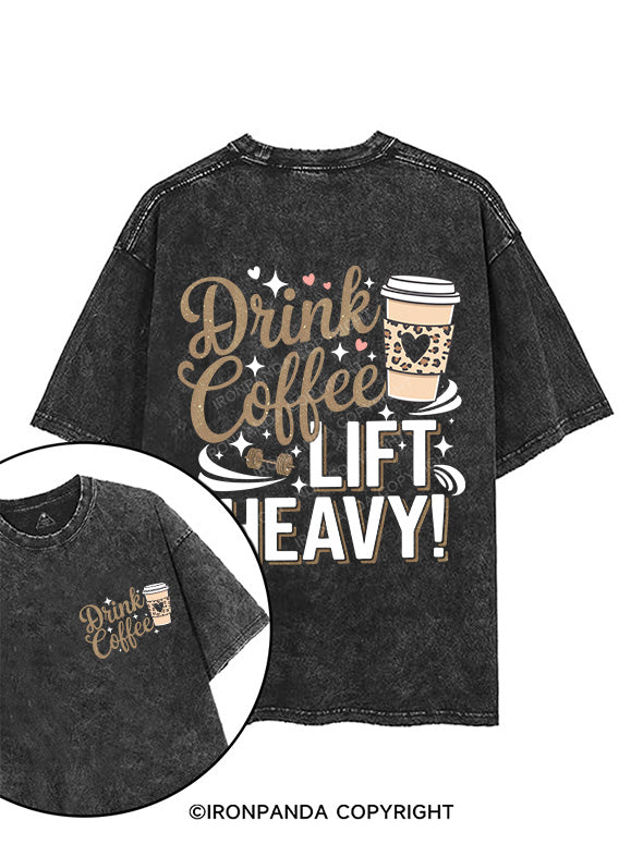 DRINK COFFEE LIFT HEAVY printed Gym Shirt