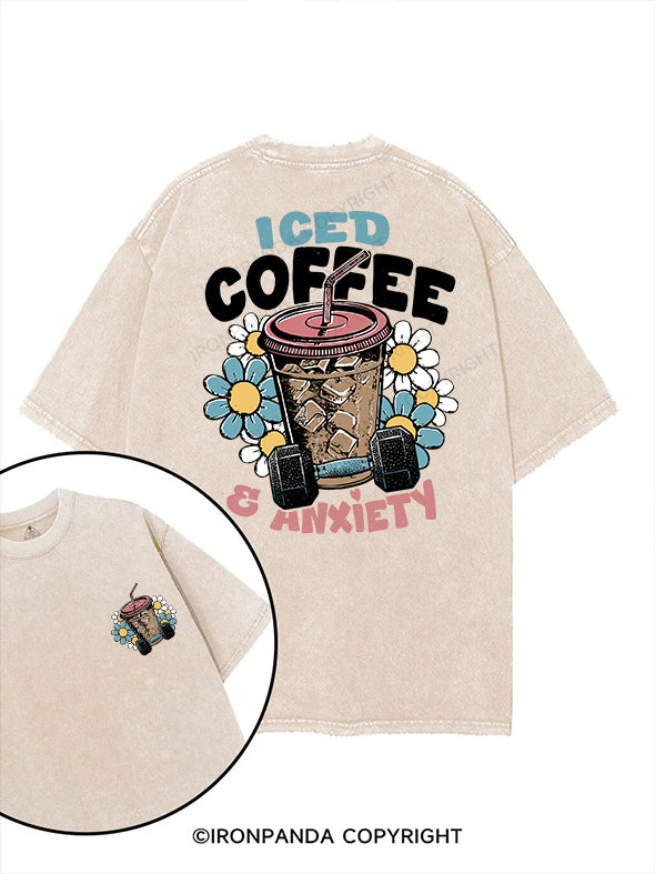 Iced Coffee and Anxiety printed Gym Shirt