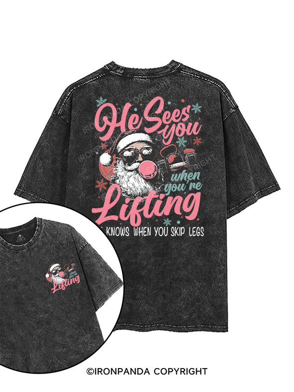 He sees you when you’re lifting printed Gym Shirt
