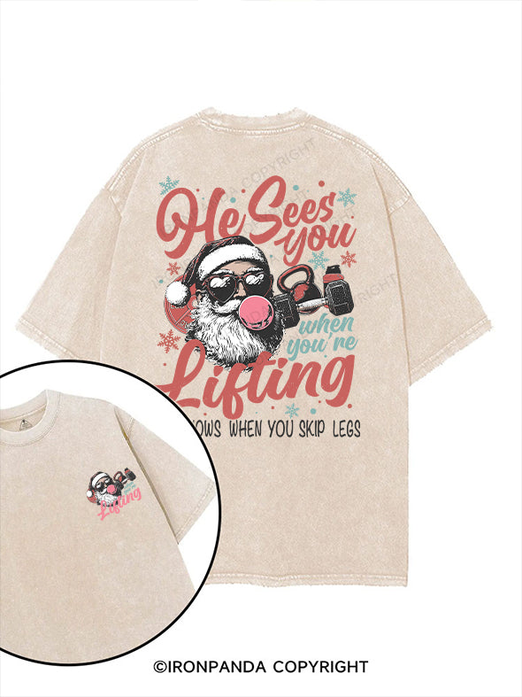 He sees you when you’re lifting printed Gym Shirt