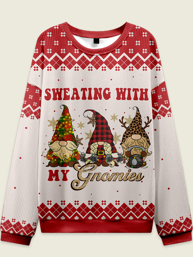 sweating with my gnomies Fitness Theme Ugly Sweater