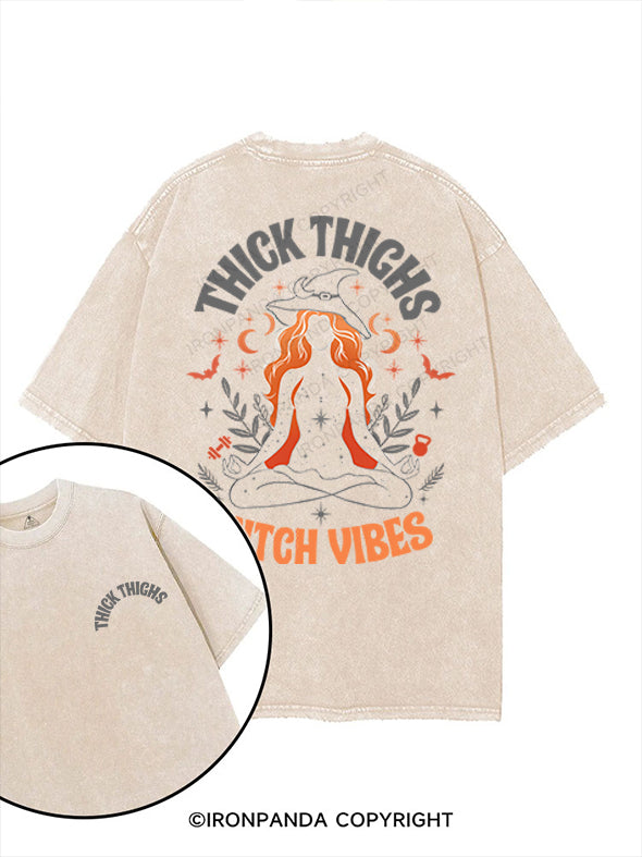 THICK THIGHS WITCH VIBES printed Gym Shirt