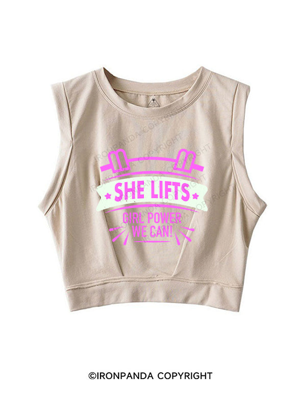 SHE LIFTS！SLEEVELESS CROP TOPS