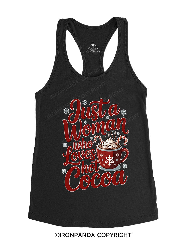 just a woman who loves hot cocoa Gym Racerback Tank