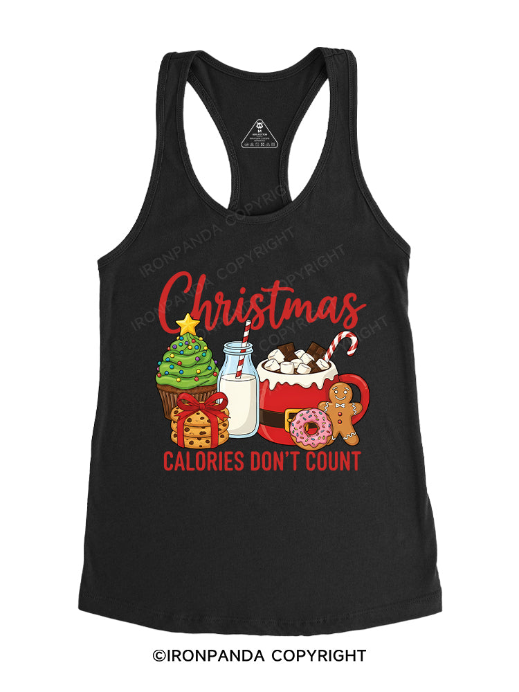 Christmas CALORLES DON'T COUNT Gym Racerback Tank