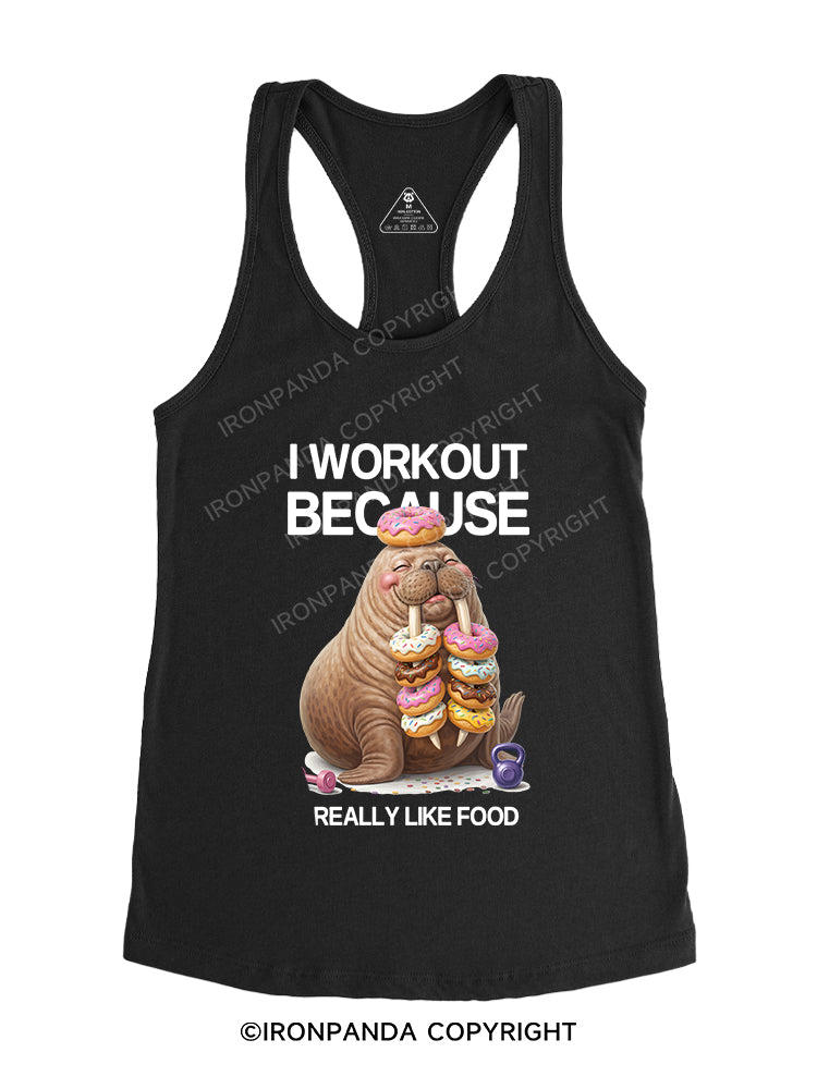 I WORKOUT BECAUSE I REALLY LIKE FOOD Gym Racerback Tank