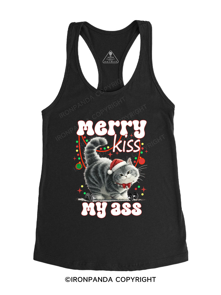 merry kiss my ass Gym Racerback Tank