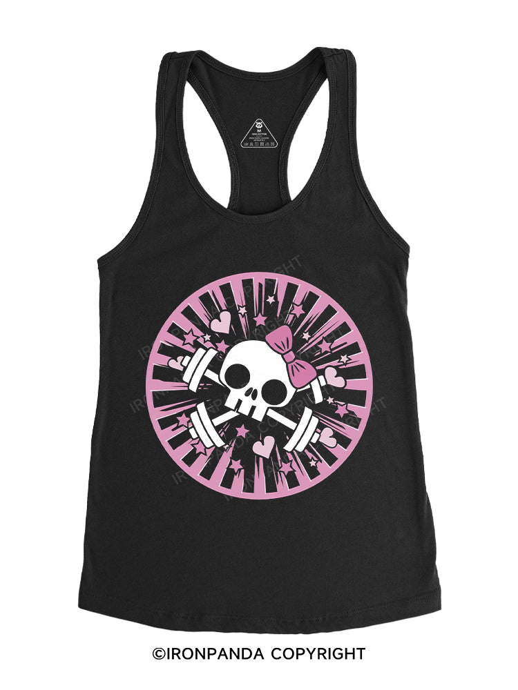 Skull Weights Bling Gym Racerback Tank