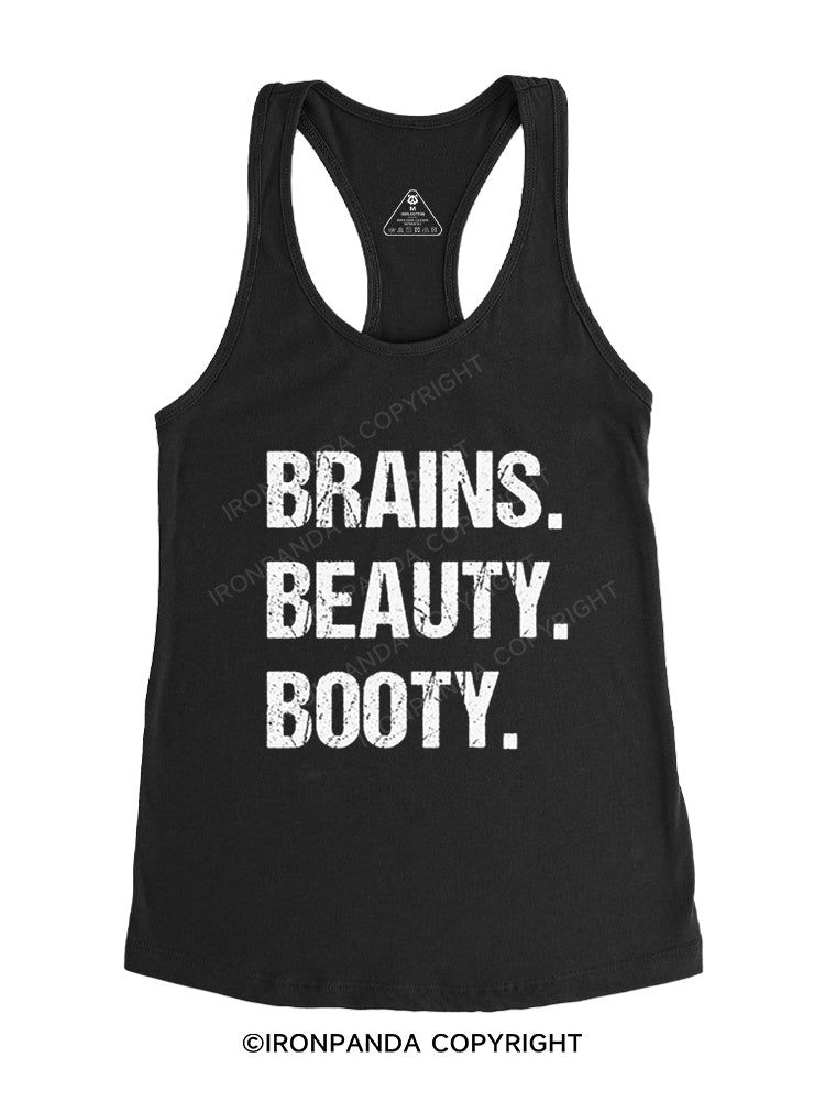 BRAINS BEAUTY BOOTY Gym Racerback Tank