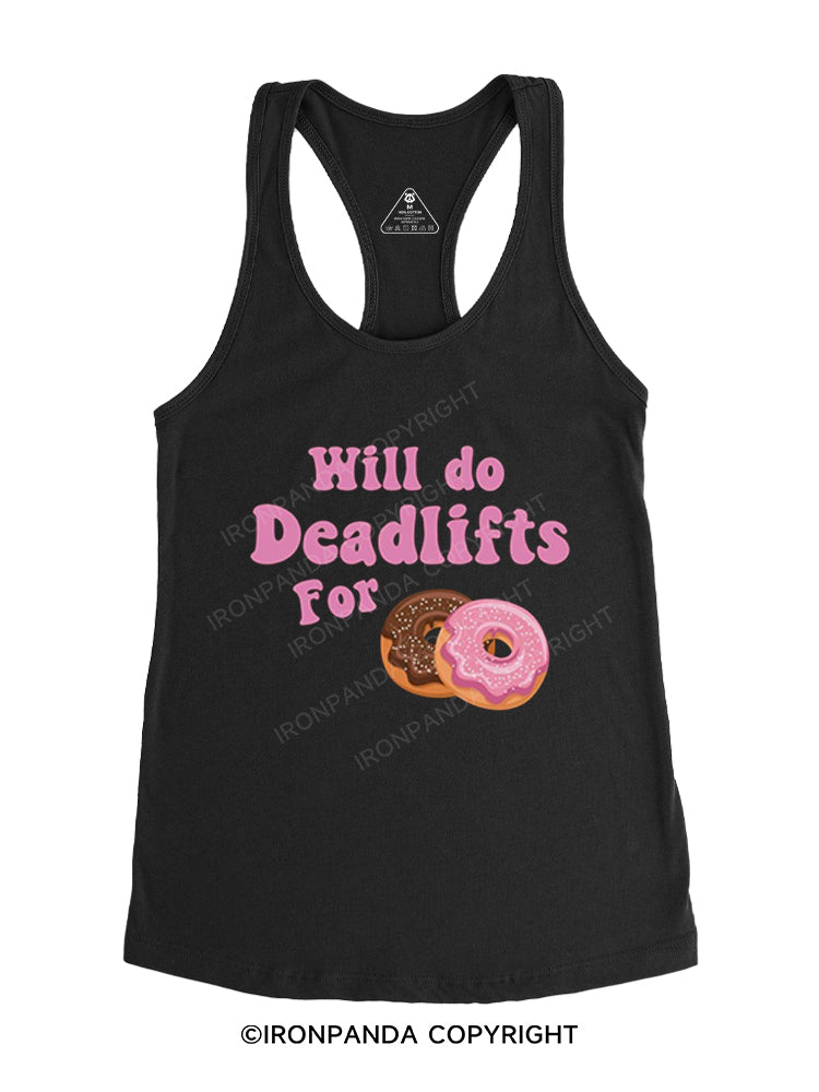 Will do Deadlifts for Donuts Gym Racerback Tank