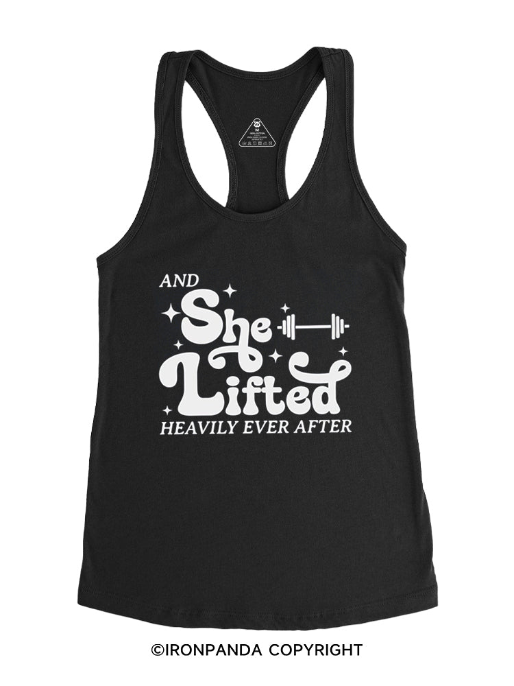 And She Lifted Heavily Ever After Gym Racerback Tank