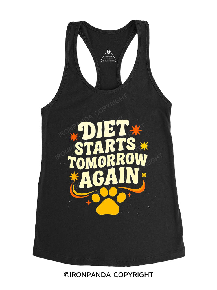 Diet Starts Tomorrow Again Gym Racerback Tank
