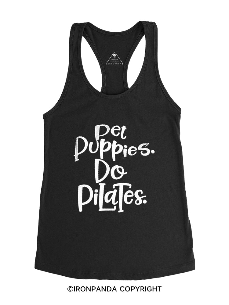 Pet puppies Do Pilates Gym Racerback Tank