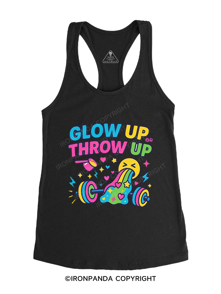 Glow Up or Throw Up Gym Racerback Tank