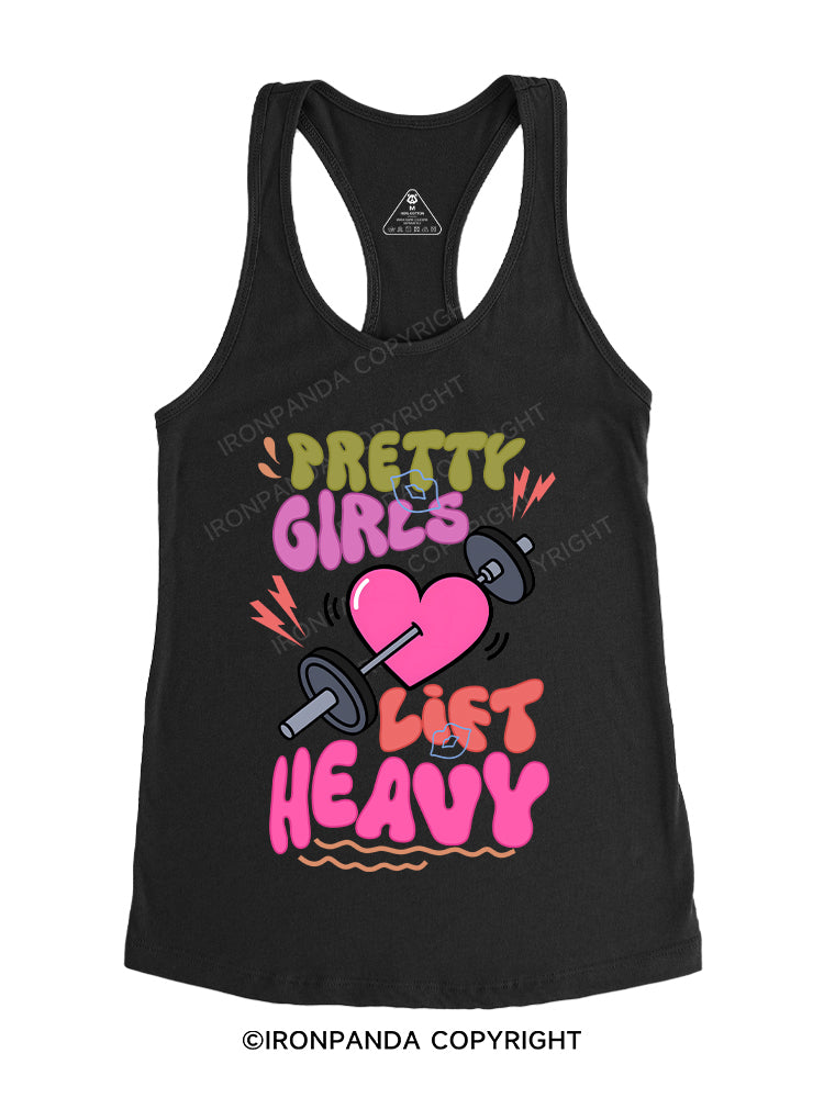 PRETTY GIRLS LIFT HEAVY Gym Racerback Tank