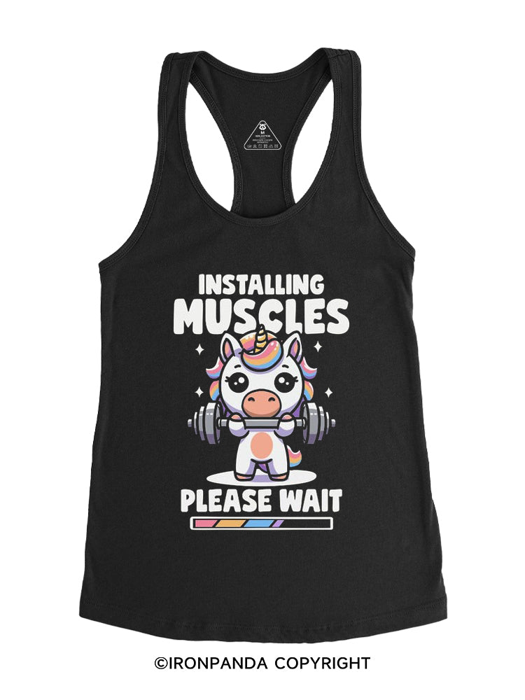 Installing Muscles Please Wait Gym Racerback Tank