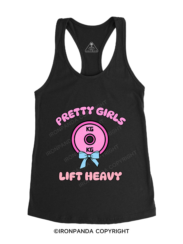 PRETTY GIRLS LIFT HEAVY Gym Racerback Tank