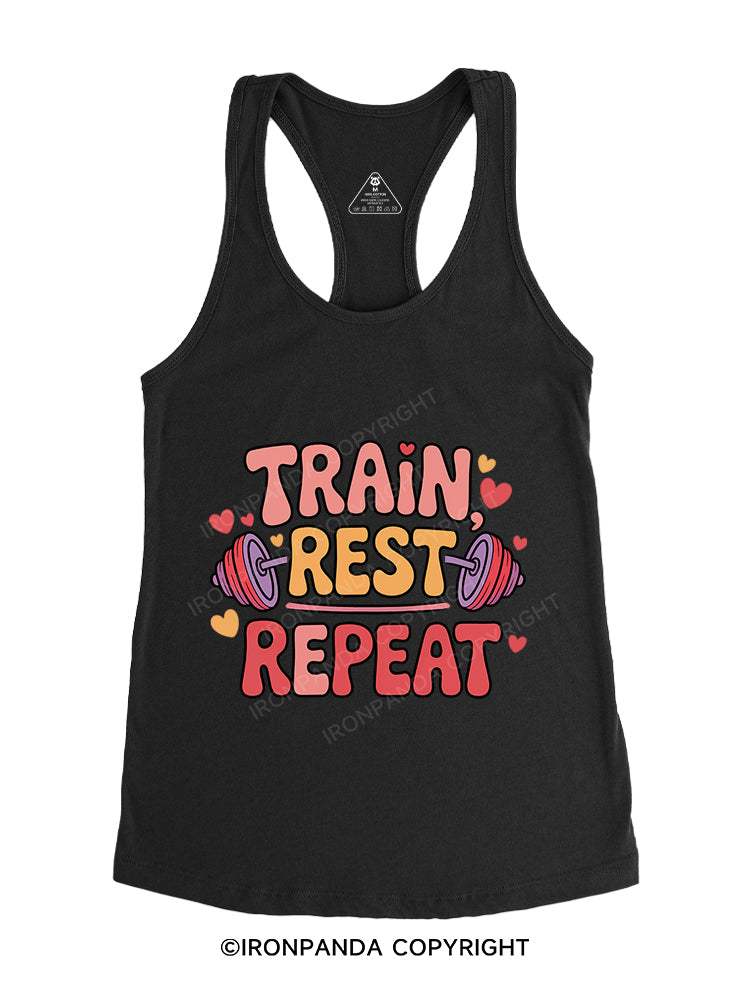 TRAIN, REST, REPEAT Gym Racerback Tank