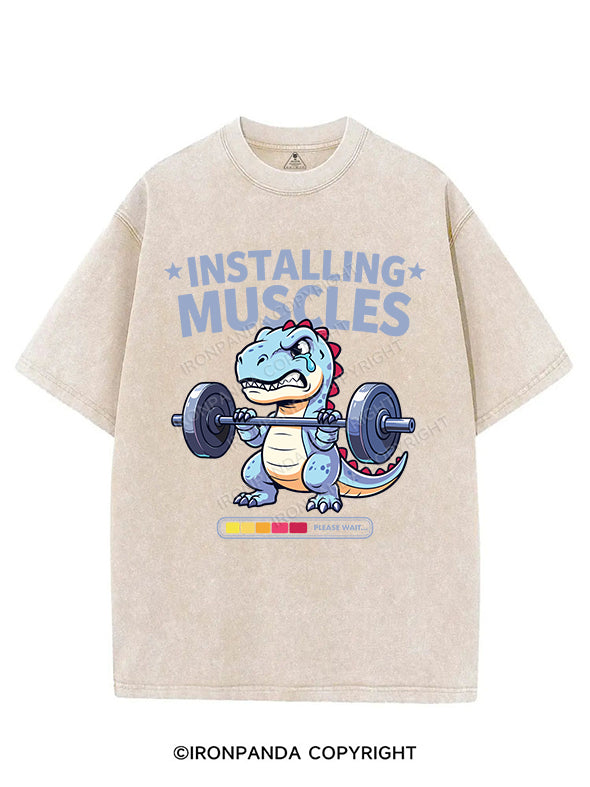 installing muscles dinosaur VINTAGE GYM SHIRT