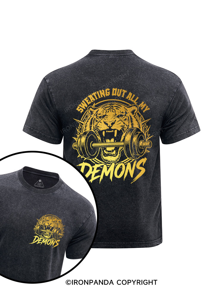 Sweating out all my demons Printed Washed Gym Shirt