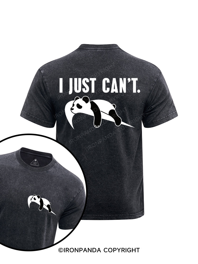 I just can't lazy Funny Printed Washed Gym Shirt