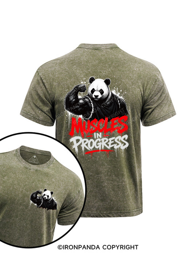 Muscles in Progress Panda Printed Washed Gym Shirt