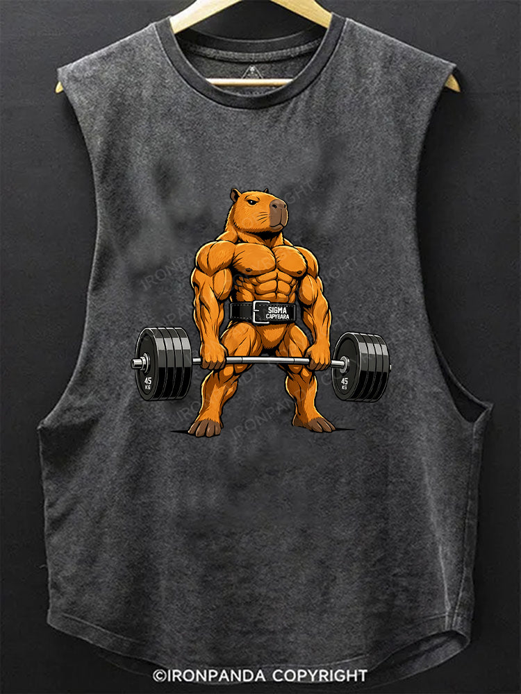 Sigma Muscular Capybara Bodybuilder SCOOP BOTTOM COTTON TANK