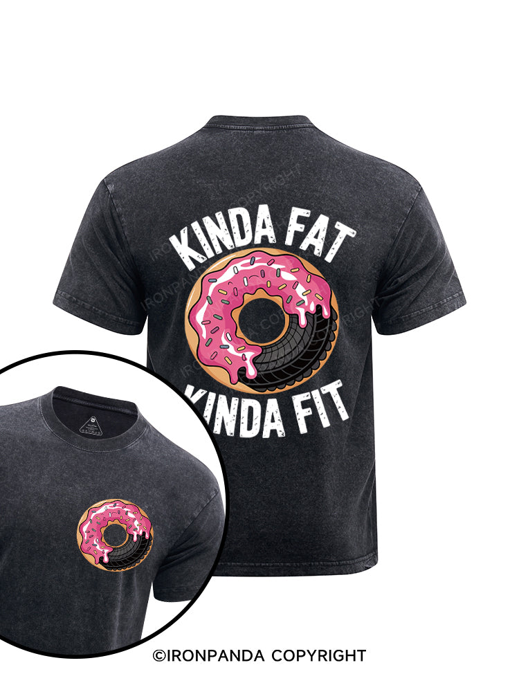 Kinda Fat Fit Funny Printed Washed Gym Shirt