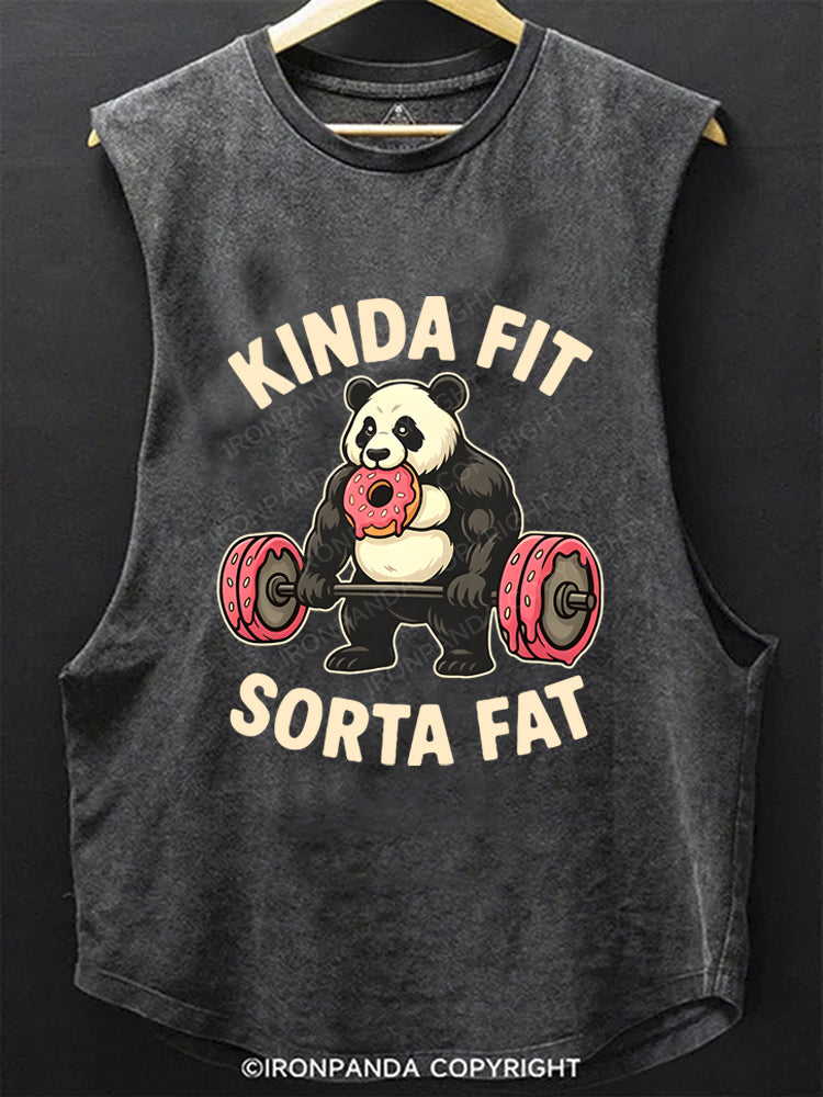Kinda Fit Sorta Fat Panda Donut Gym SCOOP BOTTOM COTTON TANK