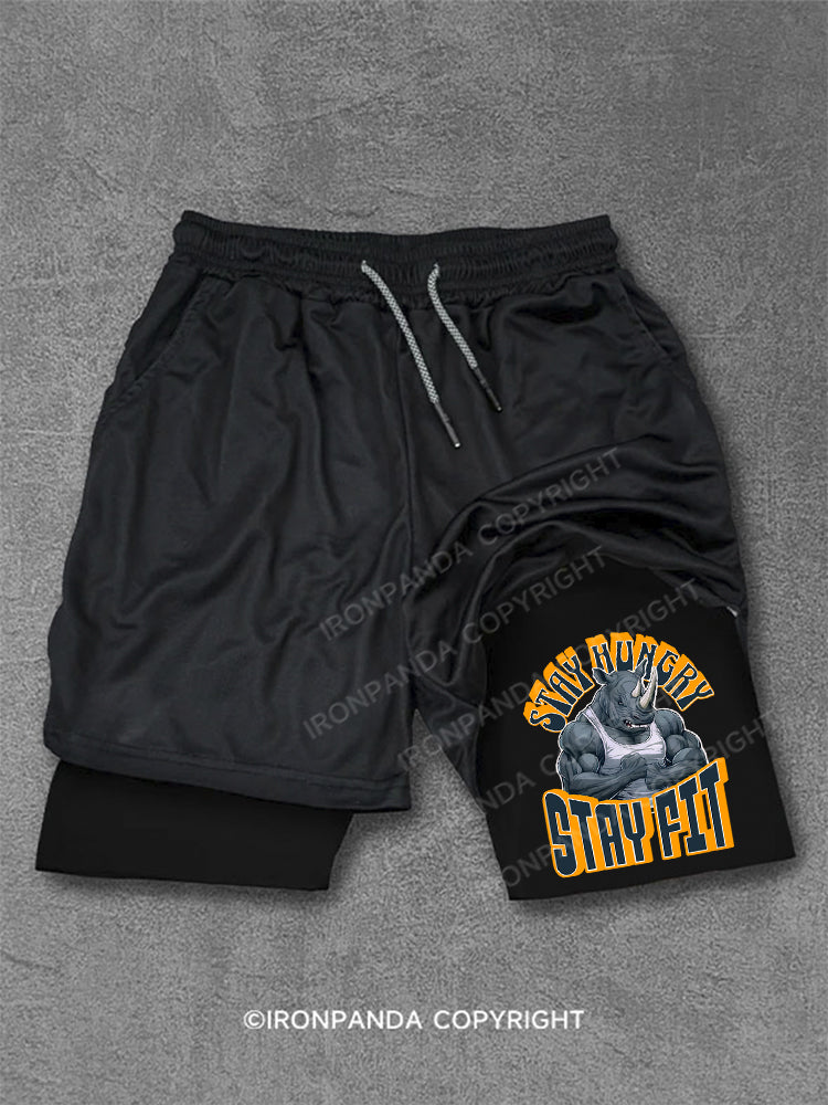 Stay Hungry Stay Fit Gym Motivation Performance Training Shorts
